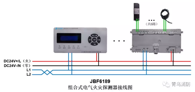 JBF6189<a href=http://www.hafz.com.cn/dianqihuozai/ target=_blank class=infotextkey>電氣火災監控</a>系統產品接線圖