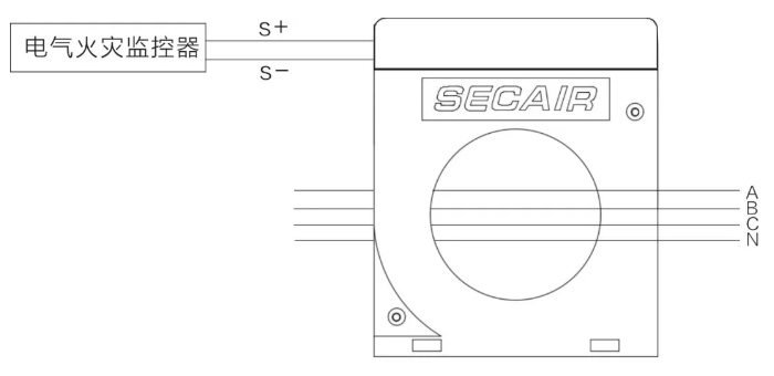 J-SCM41(160)剩余電流式<a href=http://www.hafz.com.cn/dianqihuozai/ target=_blank class=infotextkey>電氣火災監控</a>探測器接線圖